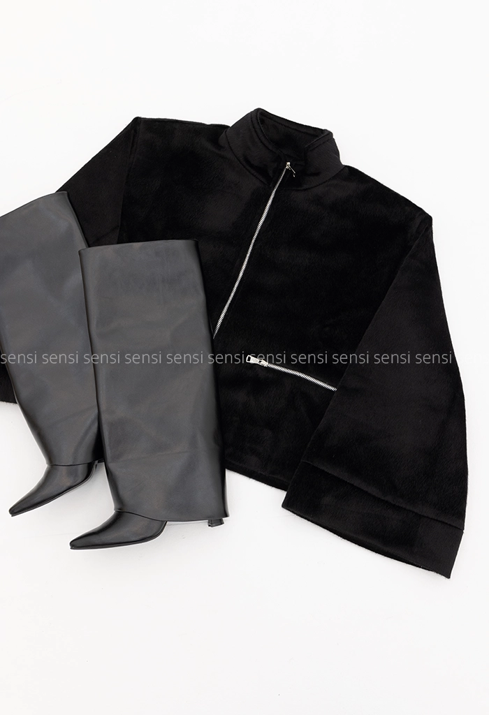 کراپ کت جلو زیپ پوست کد1005195